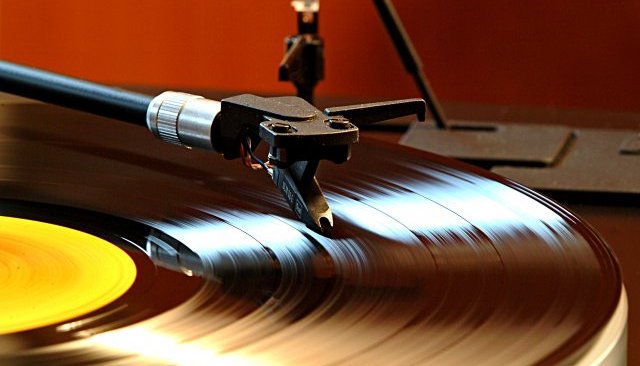 Record player with needle