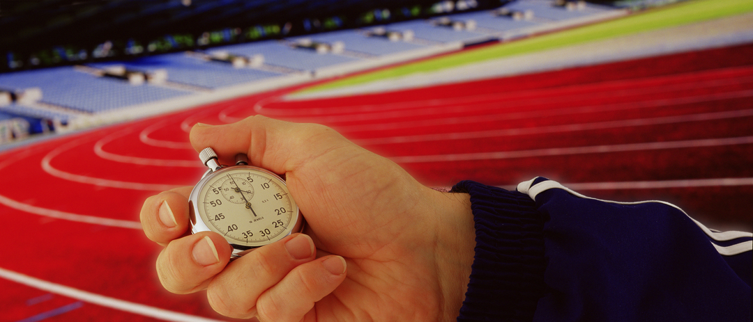 stop watch and running track